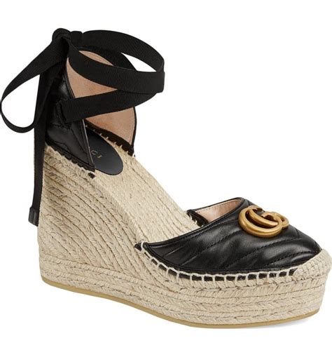 Palmyra Leather And Espadrille Wedge Sandals In Black